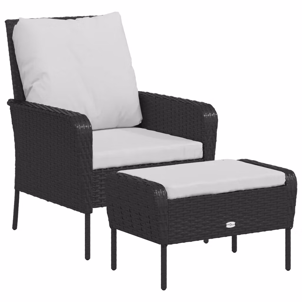 Poltrona da giardino moderna vidaXL in rattan e metallo con finitura nera opaca – 2