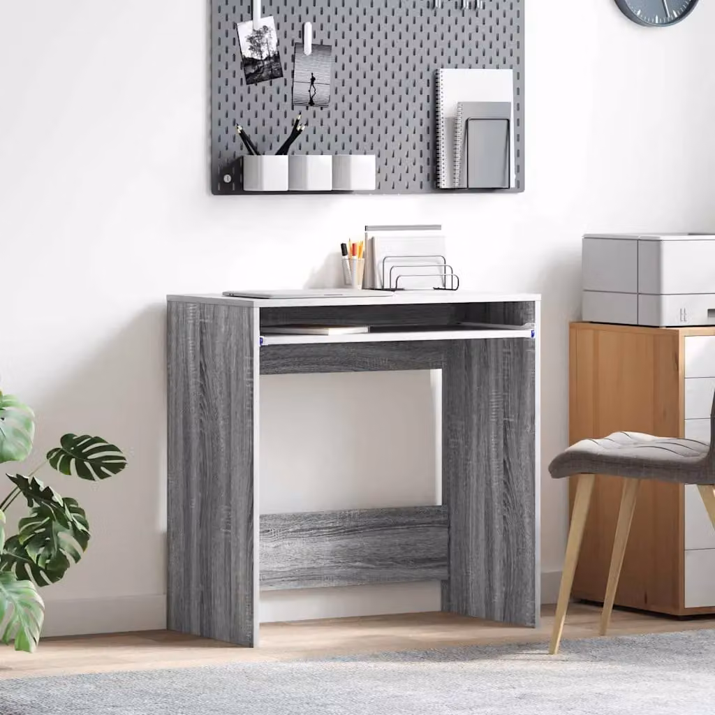 Scrivania vidaXL Grigio, Design Minimalista in MDF Laminato, L: 77.5 cm, P: 43 cm, H: 79 cm