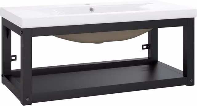 Telaio per Lavabo da Bagno con Lavabo Integrato Nero in Ferro CFW1530993 L: 81 cm, P: 38 cm, H: 31 cm – 1