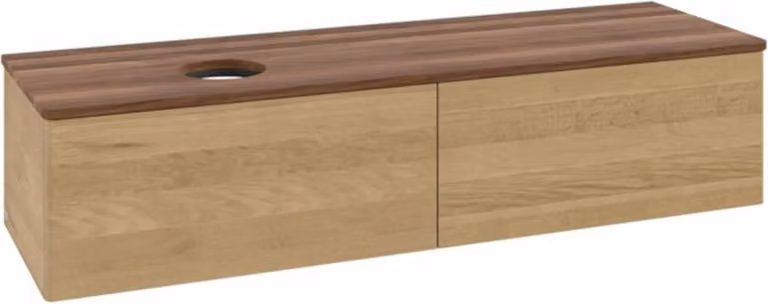 V&B Mobiletto senza struttura frontale - illuminazione Antao 160x50cm, WBP colore noce, rovere miele
