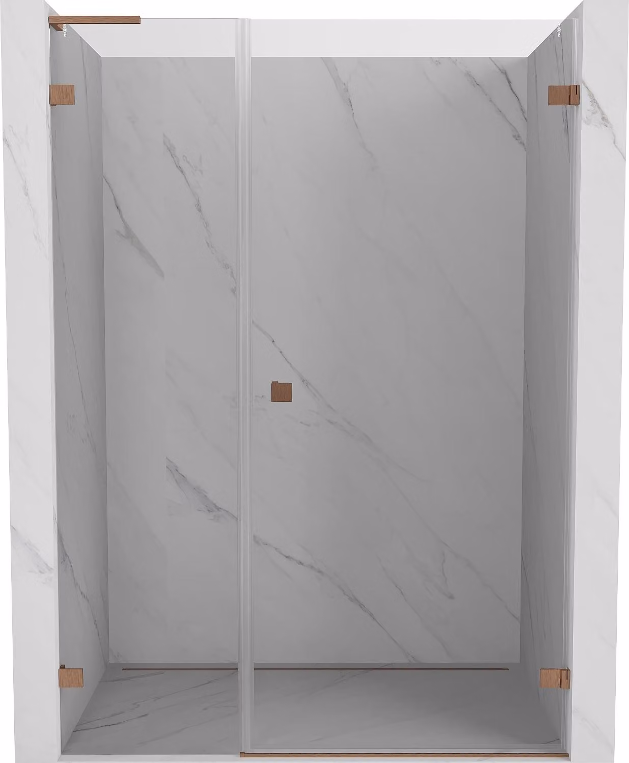 Mexen Lunar-B L porta doccia a battente destra 135 cm, trasparente, rame spazzolato - 832SL-135-050-65-00-P