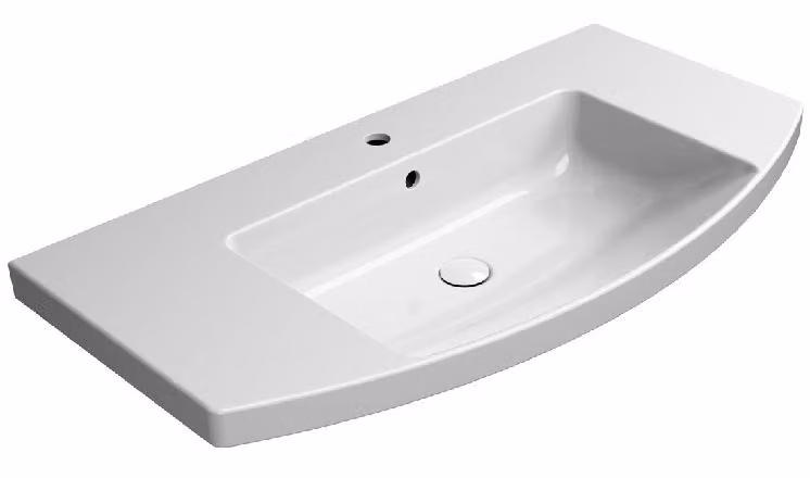 Sapho GSI Pura - Lavabo 100x52 cm, con sfioratore, foro per rubinetto, ExtraGlaze, bianco 8643111