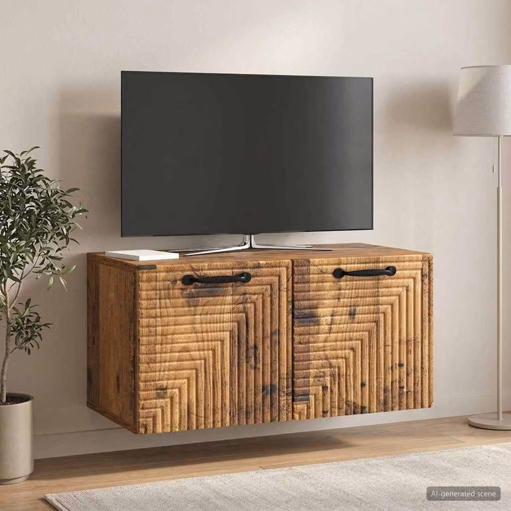 vidaXL Mobile Porta TV da Muro in Legno Antico Marrone, Design Moderno, L 59,5 cm x P 31 cm x H 30 cm