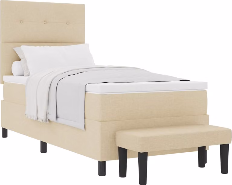 Letto a molle con testiera Crema 100 x 200 cm Tessuto