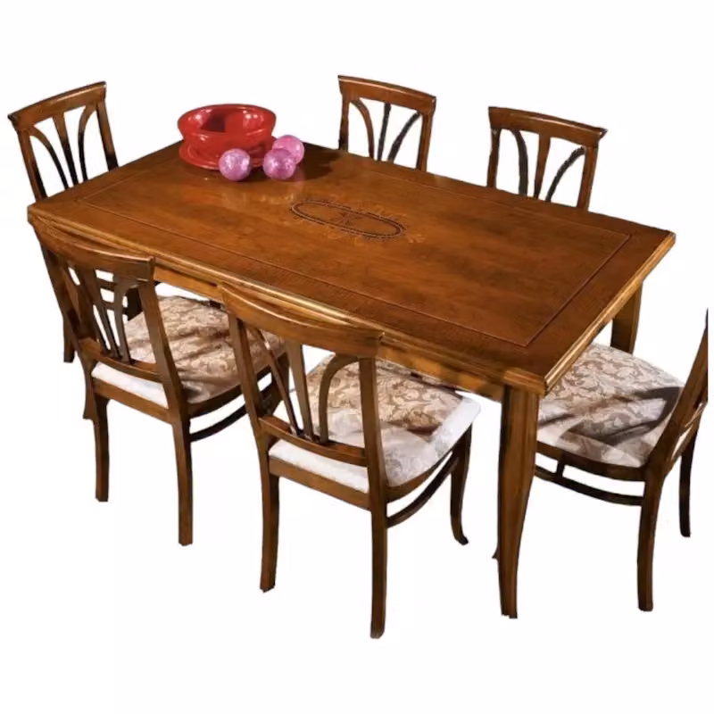 Tavolo rettangolare allungabile classico con intarsio Bassano in legno marrone Mobili 2G L: 170 cm, P: 90 cm, H: 78 cm – 2