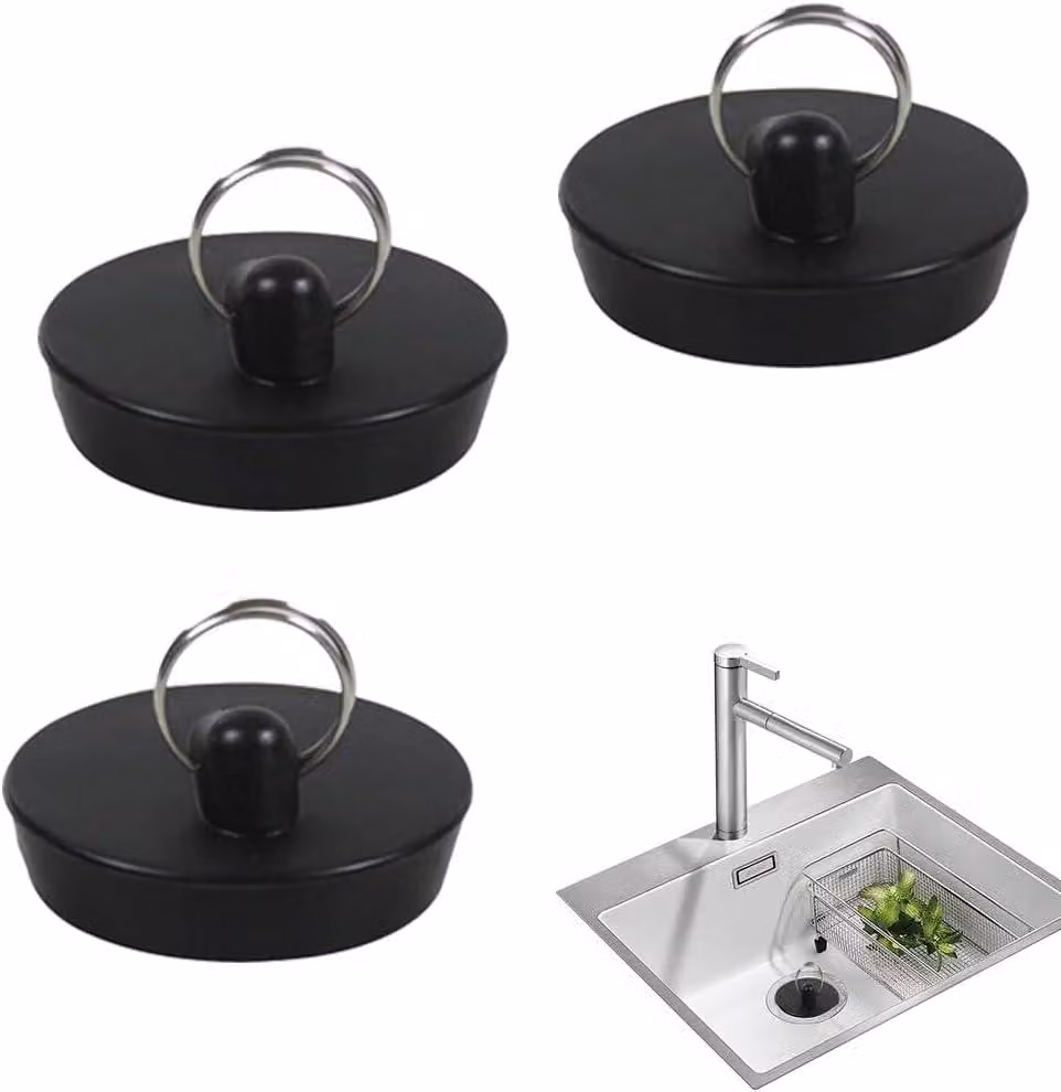 Tappi in gomma per lavandini - Tappi per scarichi di lavandini - Tappi per vasche da bagno - Tappi per lavandini - Tappi per lavandini con gancio - Adatti per la cucina
