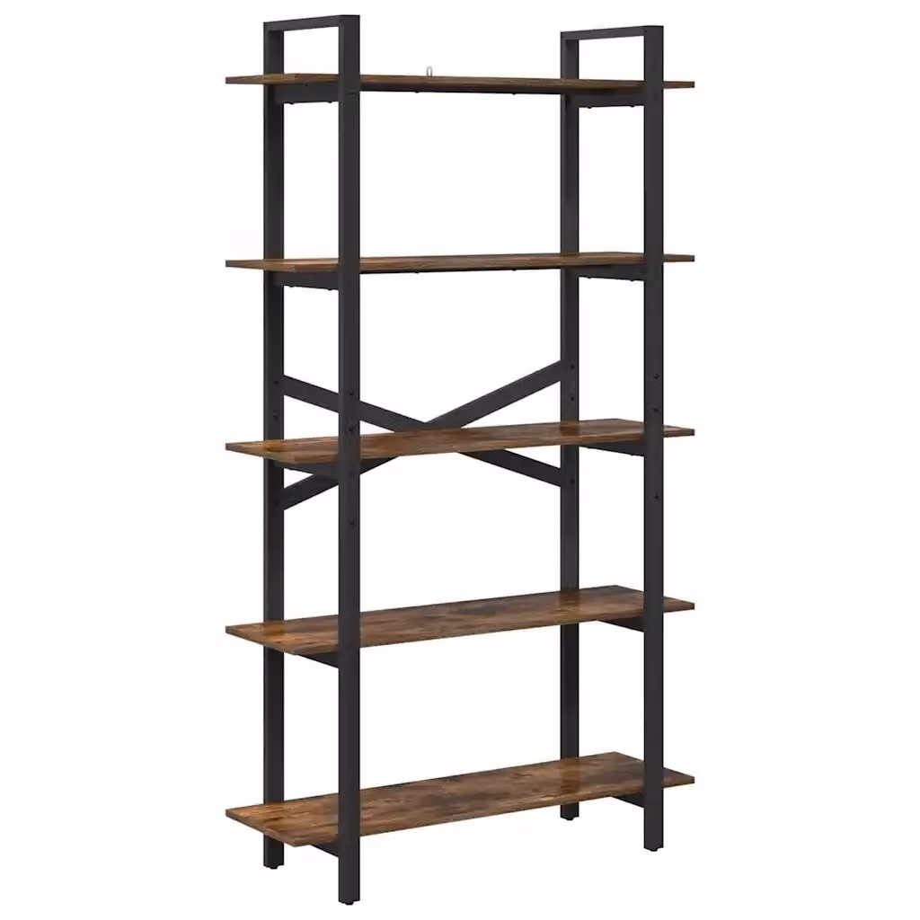 Libreria industrial a 5 livelli vidaXL in legno e metallo marrone L 100 cm x P 33,5 cm x H 178 cm – 2