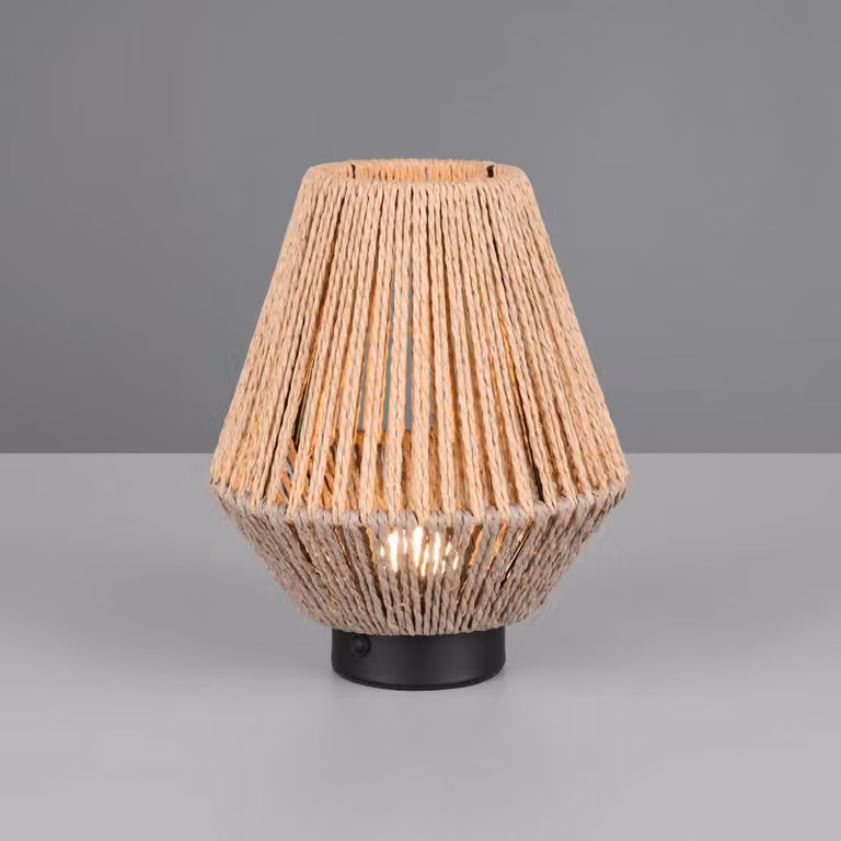 Reality Leuchten Lampada da tavolo a LED Lira, dimmerabile, Marrone / Ruggine, Camera da letto, Tessuto / Stoffa / Seta, Lampada da tavolo LED