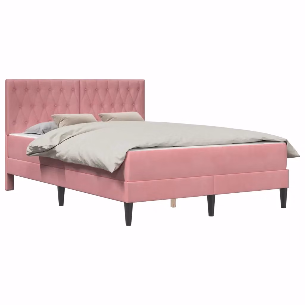 Struttura letto con materasso vidaXL in velluto rosa, L/P/H: 200 x 120 x 96 cm – 2