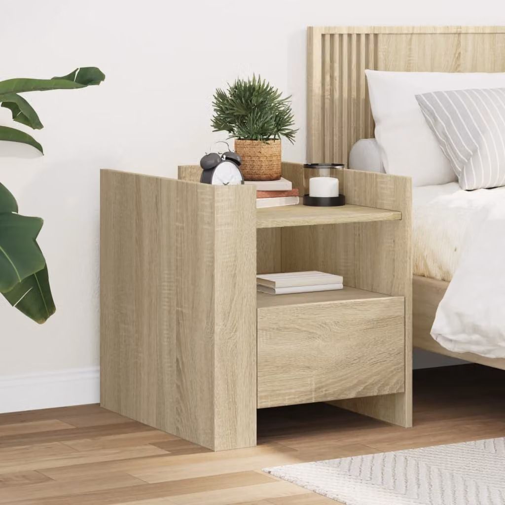 Comodino moderno vidaXL in MDF color beige e marrone, sospeso, L 45 cm x P 50 cm x H 50 cm
