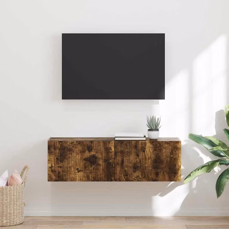 Mobile TV da parete vidaXL in rovere fumé, design moderno per il tuo soggiorno, L 98 x P 31 x H 29,5 cm