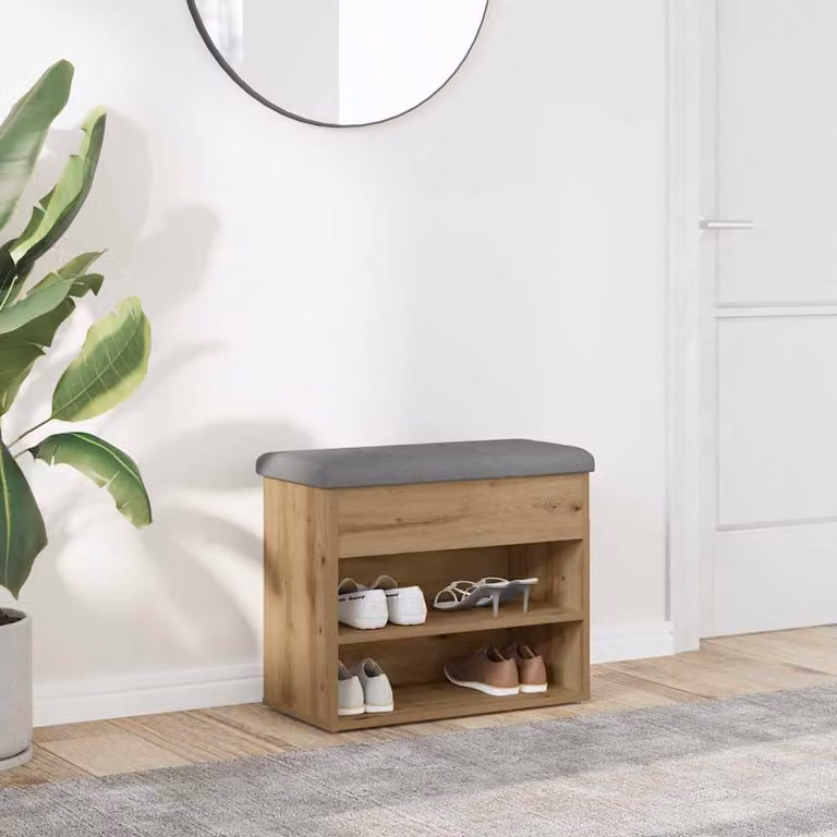 Scarpiera moderna vidaXL in legno color rovere e grigio, L: 62 cm, P: 32 cm, H: 50 cm