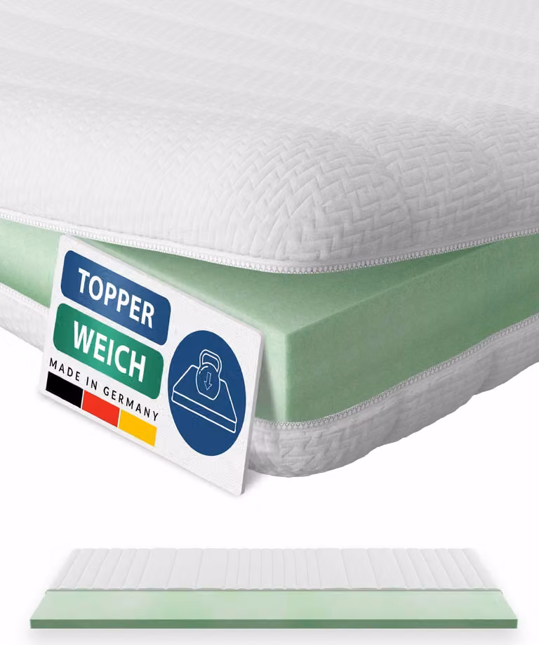AM Qualitätsmatratzen | Topper in schiuma comfort Basic | 120x220 cm | 6 cm di altezza | topper per materasso | 120/220 | topper in schiuma comfort