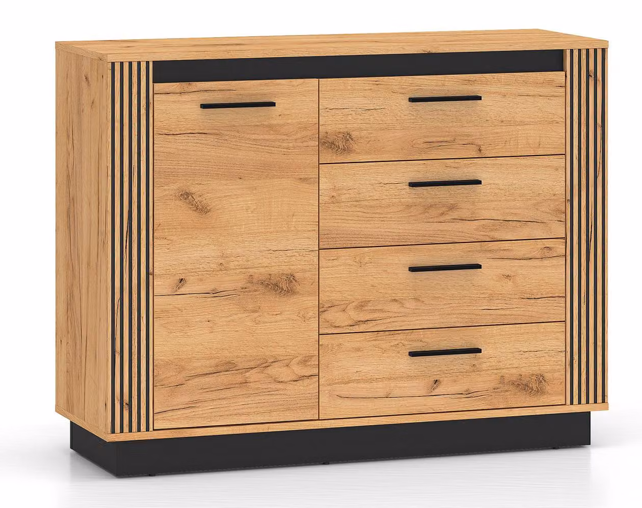 Cassettiera Urso finitura oro artigianale ghianda nera selezionabile,115cm