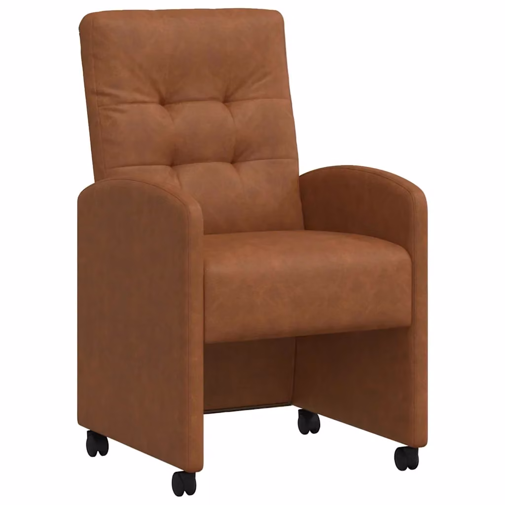 Set di 2 sedie da pranzo vidaXL con ruote e braccioli in pelle sintetica marrone L/P/H: 58 x 67 x 97 cm – 2