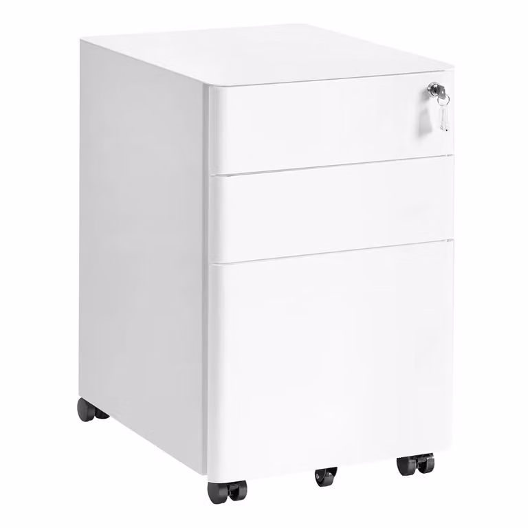 Mobiletto per Documenti con Rotelle e Serratura, Bianco Opaco / 39 x 50 x 59 cm