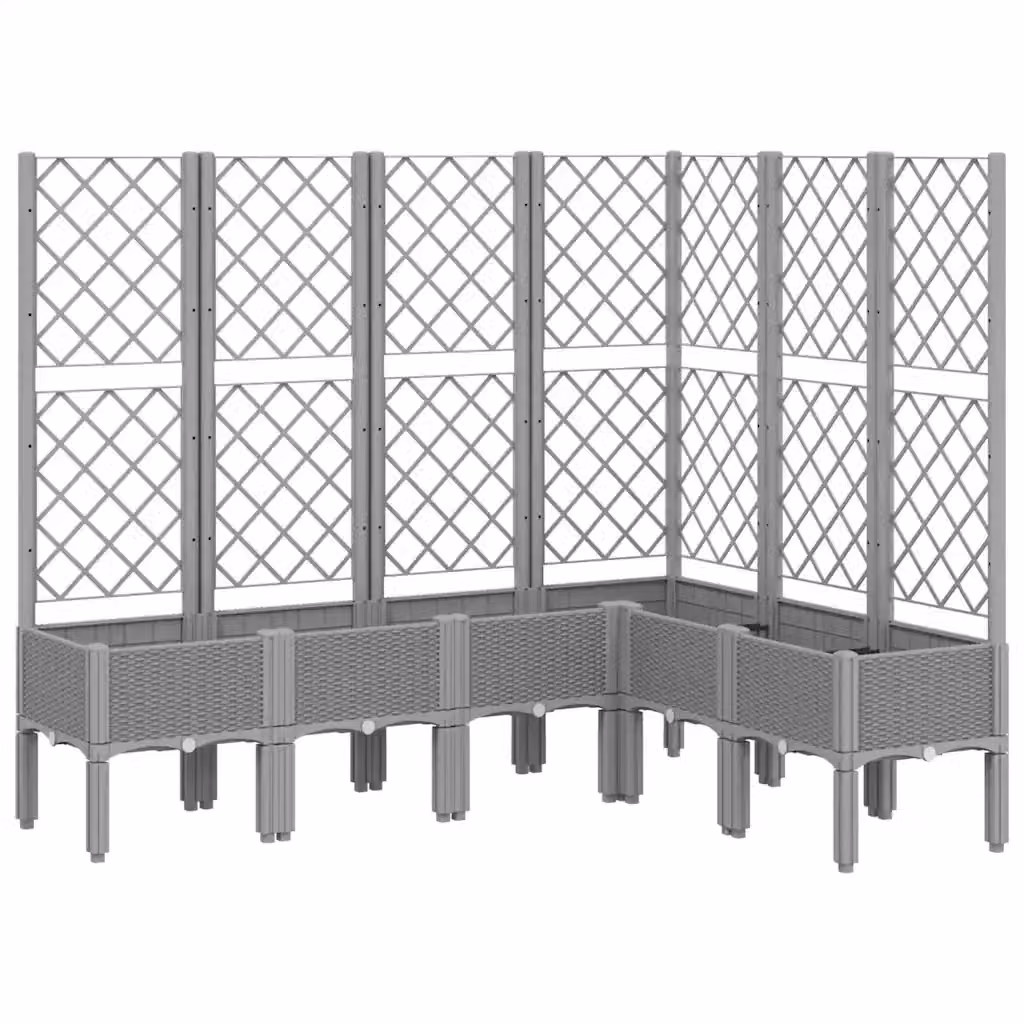 Fioriera da giardino con graticcio vidaXL in plastica grigio chiaro L: 160 cm, P: 120 cm, H: 142 cm – 2