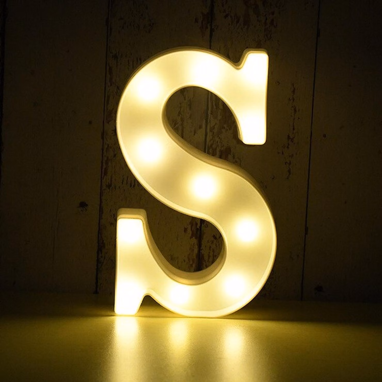 Lettera 3D illuminata a LED, lettera S da 22 cm