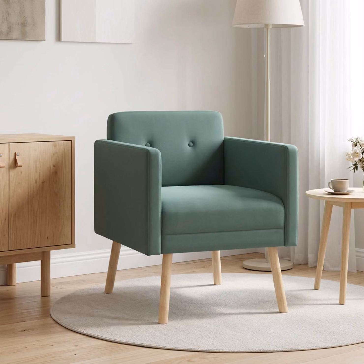 Poltrona decorativa moderna vidaXL in velluto verde con braccioli
