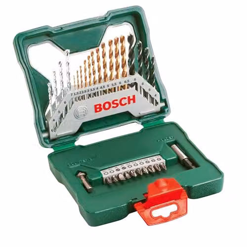 Bosch Set da 30 Pezzi di punte e bit avvitamento in titanio X-Line (per legno, pietra e metallo, accessori trapano)