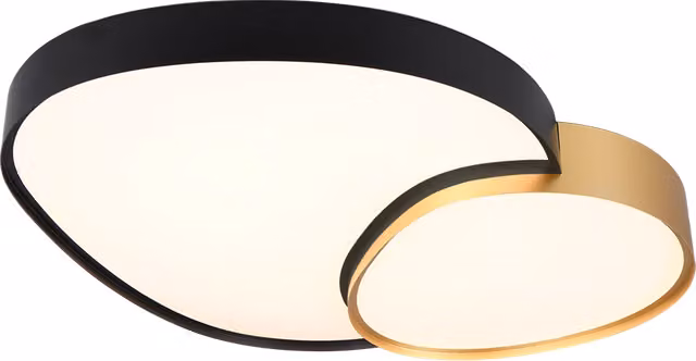 Plafoniera LED forma organica, metallo, nero e oro, L 77 cm, Rise