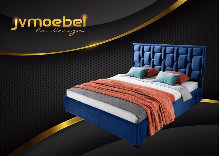 Blaues Designer Bett Schlafzimmer Design Möbel Modern Luxus Betten Gestell
