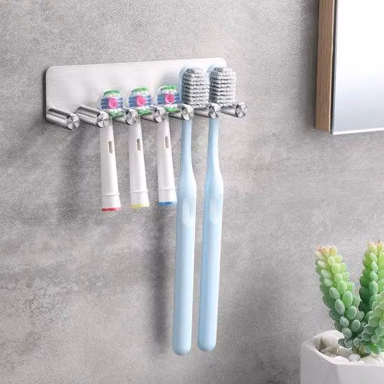 Supporti da parete in acciaio inossidabile per spazzolini elettrici, supporti da parete per 6 spazzolini elettrici, supporti autoadesivi in acciaio inossidabile per spazzolini elettrici, supporti da parete per 6 spazzolini elettrici