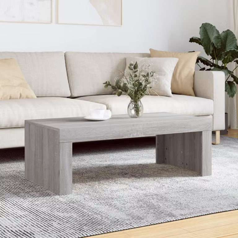 The Living Store Tavolino Grigio Sonoma 102x50x36 cm Materiale a base di legno