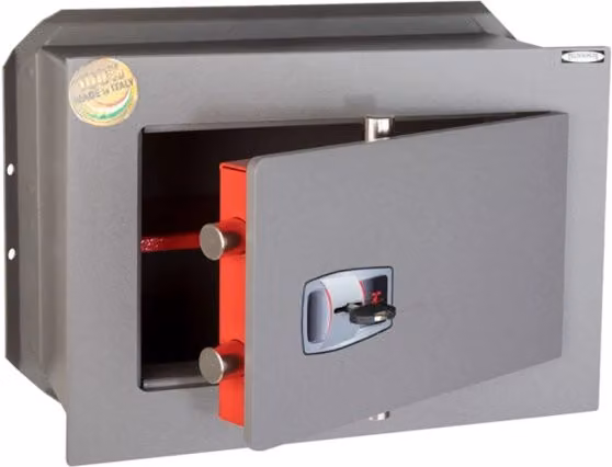 Cassaforte a muro Technomax SO/4 in acciaio grigio con chiave a doppia mappa e porta da 8 mm – 1