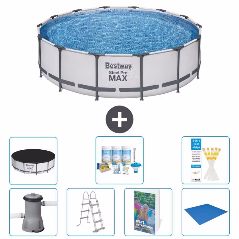 Bestway Steel Pro MAX, piscina in acciaio, forma rotonda - 427x122 cm - composta da 6 parti, modello S599