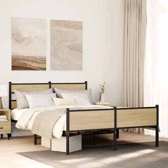 Struttura Letto Design Mania in Rovere Sonoma e Metallo, L 140 x P 200 cm