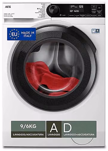 Lavasciuga AEG LWR7D966OB Serie 7000, Caricamento frontale, Capacità lavaggio 9 kg, Capacità asciugatura 6 kg, 1551 rpm, Classe D, Colore Bianco, L/P/H: 60 x 63,1 x 84,7 cm