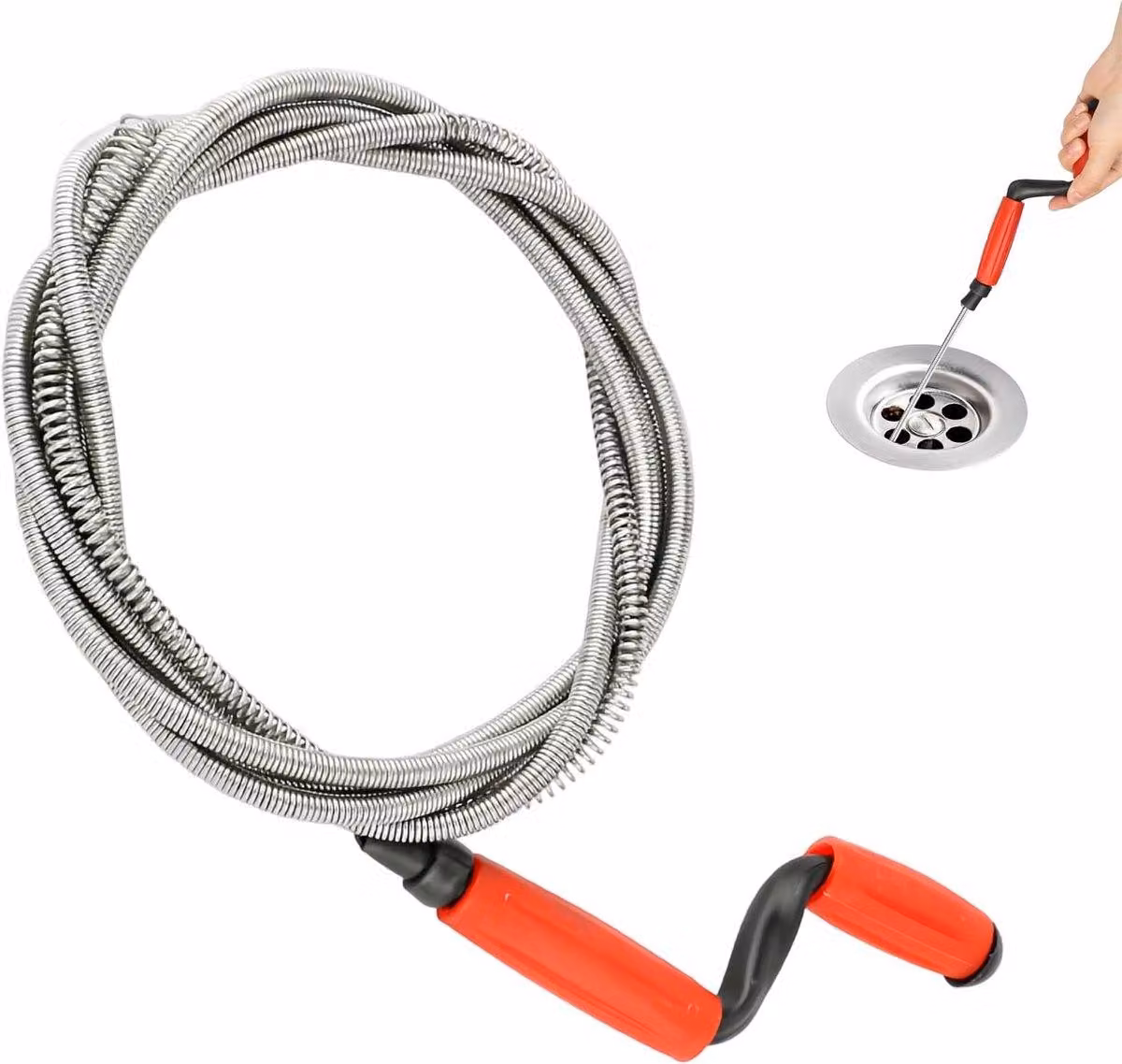 Sifone flessibile a spirale, 4,2 m x 6 mm, tubo di scarico manuale, per WC e lavabi