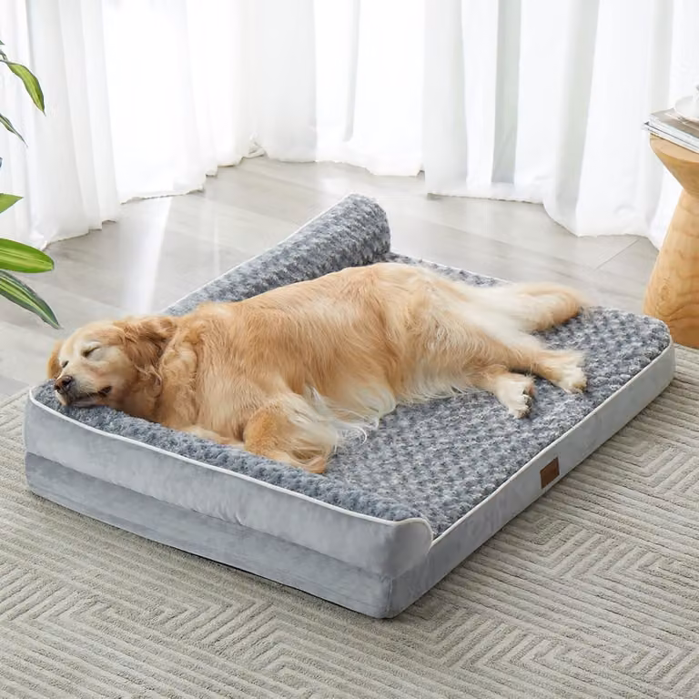 Cuccia ortopedica di grandi dimensioni per piccoli animali domestici – rivestimento impermeabile e lavabile, colore grigio, dimensioni: 107 cm (lunghezza) x 76 cm (larghezza) x 19 cm (altezza)
