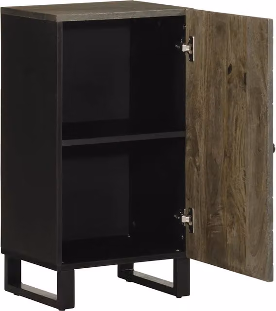 Credenza Buffet in Legno di Mango e Metallo Nera L: 40 cm, P: 33 cm, H: 75 cm