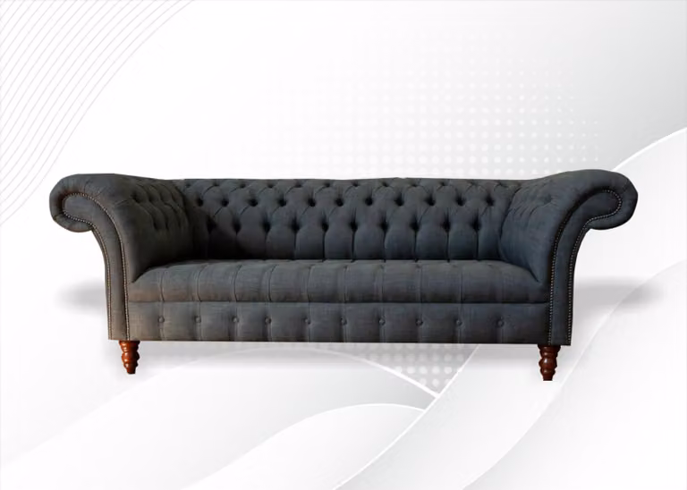 Xxl big Chesterfield 3 Sitzer Möbel Sofa Modern Textil Wohnzimmer Graue Couchen