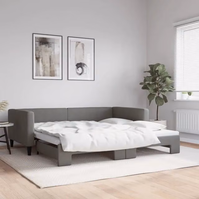 Divano Letto con Letto Estraibile-Sofa Letto-Daybed Grigio Scuro 100x200 Tessuto 476271