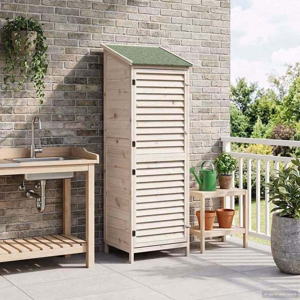 vidaXL Capanno da Giardino Moderno con Finestra e Tetto, Bianco e Beige, L/P/H: 59 x 56 x 176 cm