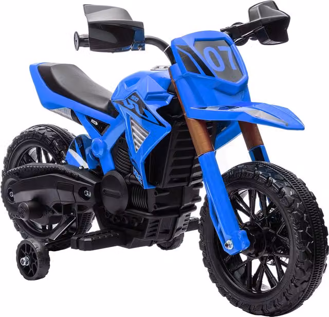 Moto Elettrica AIYAPLAY per Bambini 3-8 Anni con 12V Doppi Motori, Effetti Luce e Suono, Blu