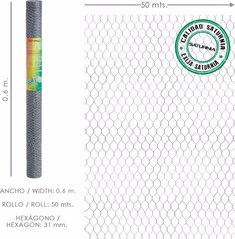 Rete metallica a tripla torsione 31/60 cm. rotolo da 50 metri per uso domestico