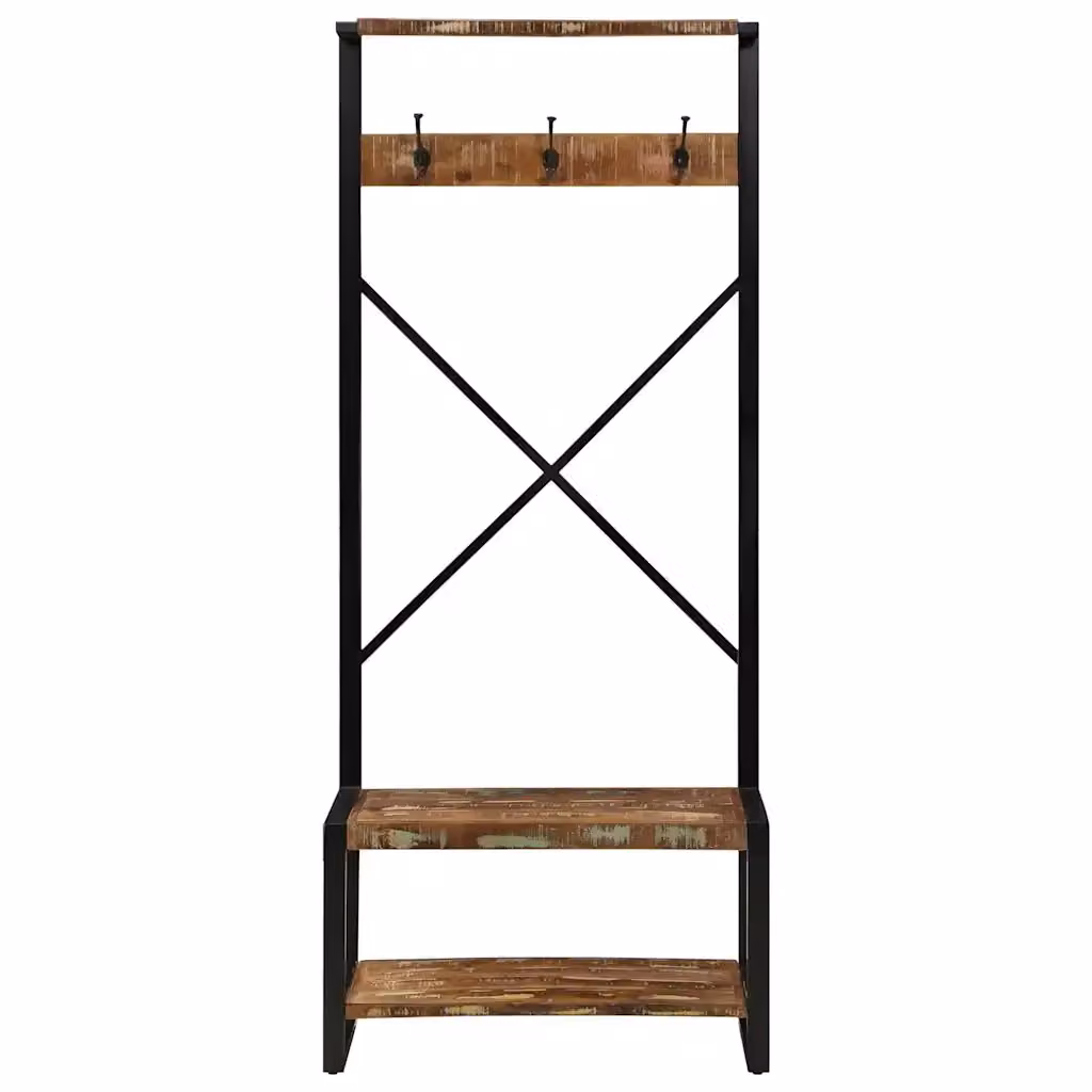 Appendiabiti Multicolore in Legno Massello Recuperato DESIGN IN L 80 cm, P 40 cm, H 190 cm – 2