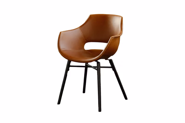 KAWOLA sedia ZAJA sedia da pranzo in ecopelle vintage cognac