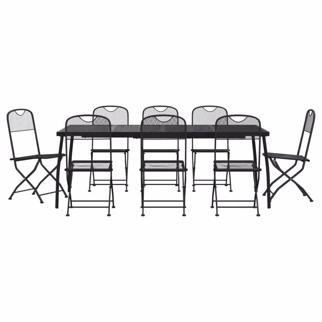 vidaXL Set da Pranzo da Giardino 9pz in Acciaio Verniciato Antracite – 2