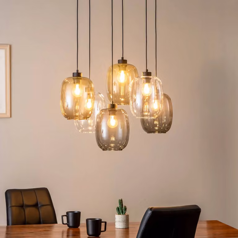 Lampada a sospensione in vetro Elio TK Lighting, dimmerabile, Chiaro / Trasparente, Soggiorno / Sala da pranzo, Vetro, Moderno, Lampada a sospensione