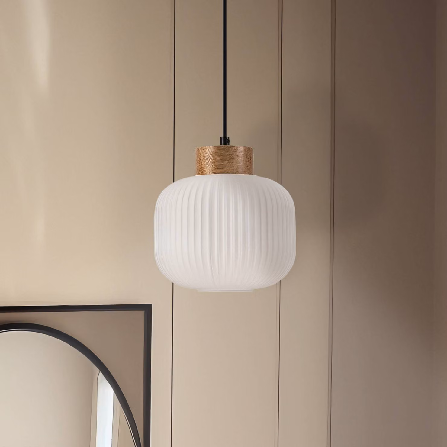 Lampada a sospensione in vetro Harmony Lamkur, dimmerabile, Bianco / Opale, Soggiorno / Sala da pranzo, Vetro, Scandinavo, Lampada a sospensione