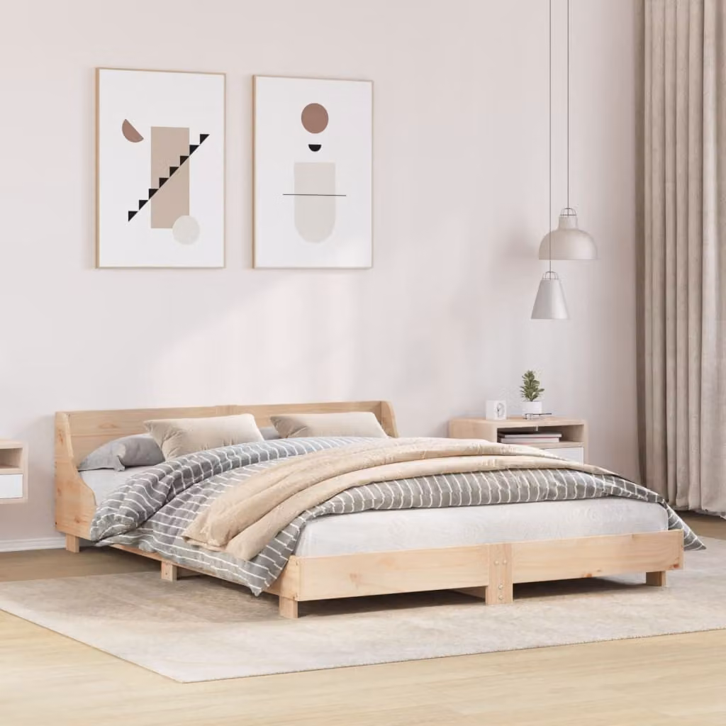 Letto senza materasso vidaXL in legno massello di pino marrone L: 120 cm, P: 200 cm – 1