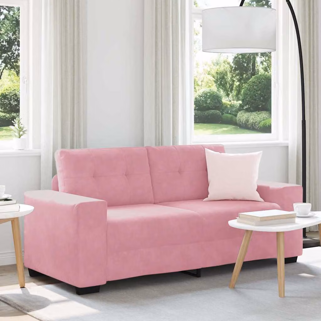 Divano divanetto moderno vidaXL in velluto rosa L: 180 cm, P: 77 cm, H: 82 cm