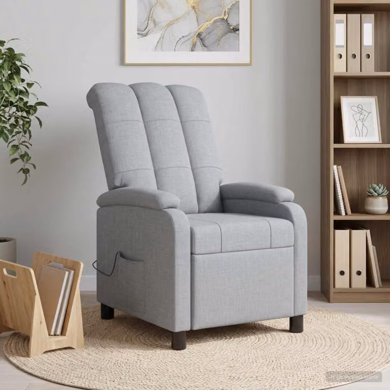 Poltrona relax reclinabile vidaXL in tessuto grigio con braccioli per soggiorno e ufficio