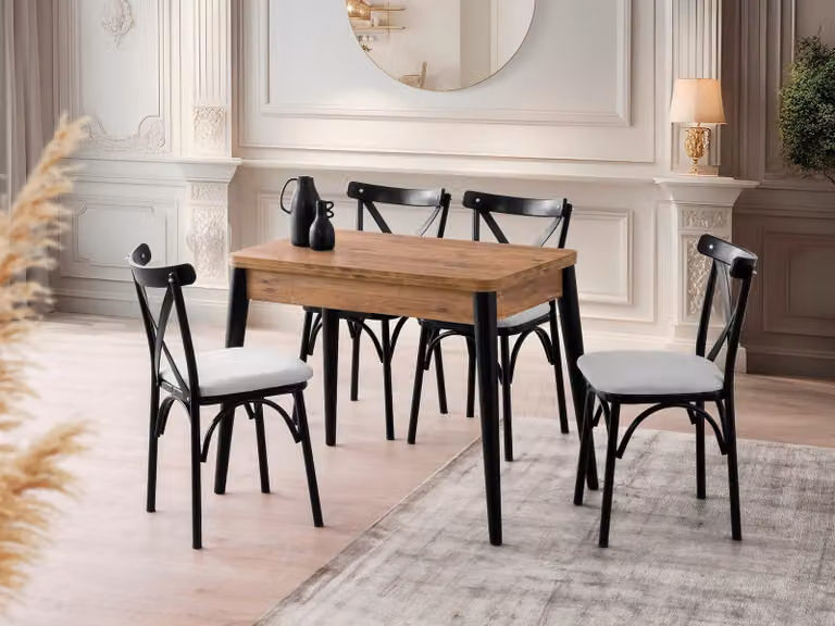 Skye Decor, Dolunay - 1284, pino dell'Atlantico, tavolo da pranzo allungabile, 100 x 75 x 60 cm, 100 % LAMINATO