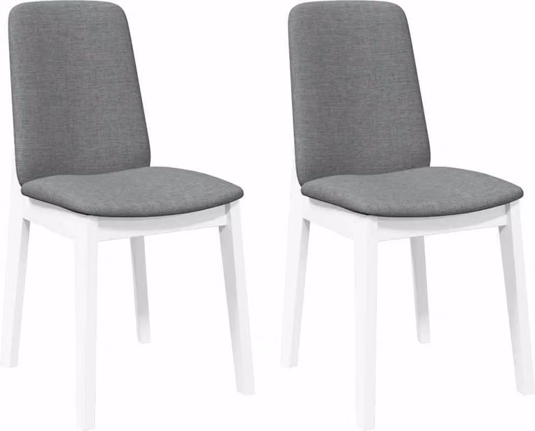 Sedie da Pranzo con Cuscini 2 pz Bianco Legno Massello di Hevea